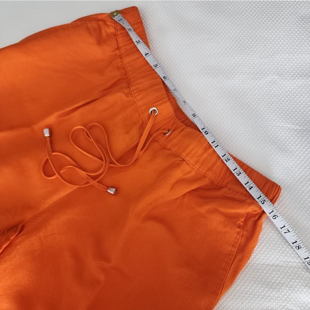Ashley Stewart linen blend back elastic waistband w/ tie side pockets pants - Picture 6 of 11